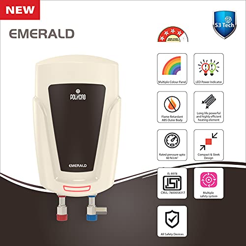 Polycab Emerald 3Ltr Electric Instant Water Heater (Ivory Grey Brown)