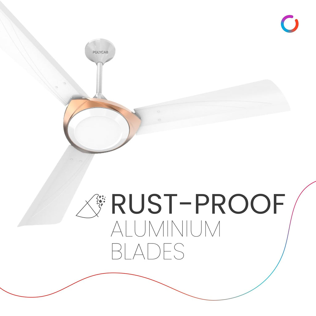 Polycab Superb Neo 1200 mm High Speed Ceiling Fan ?White Bronze Gold?