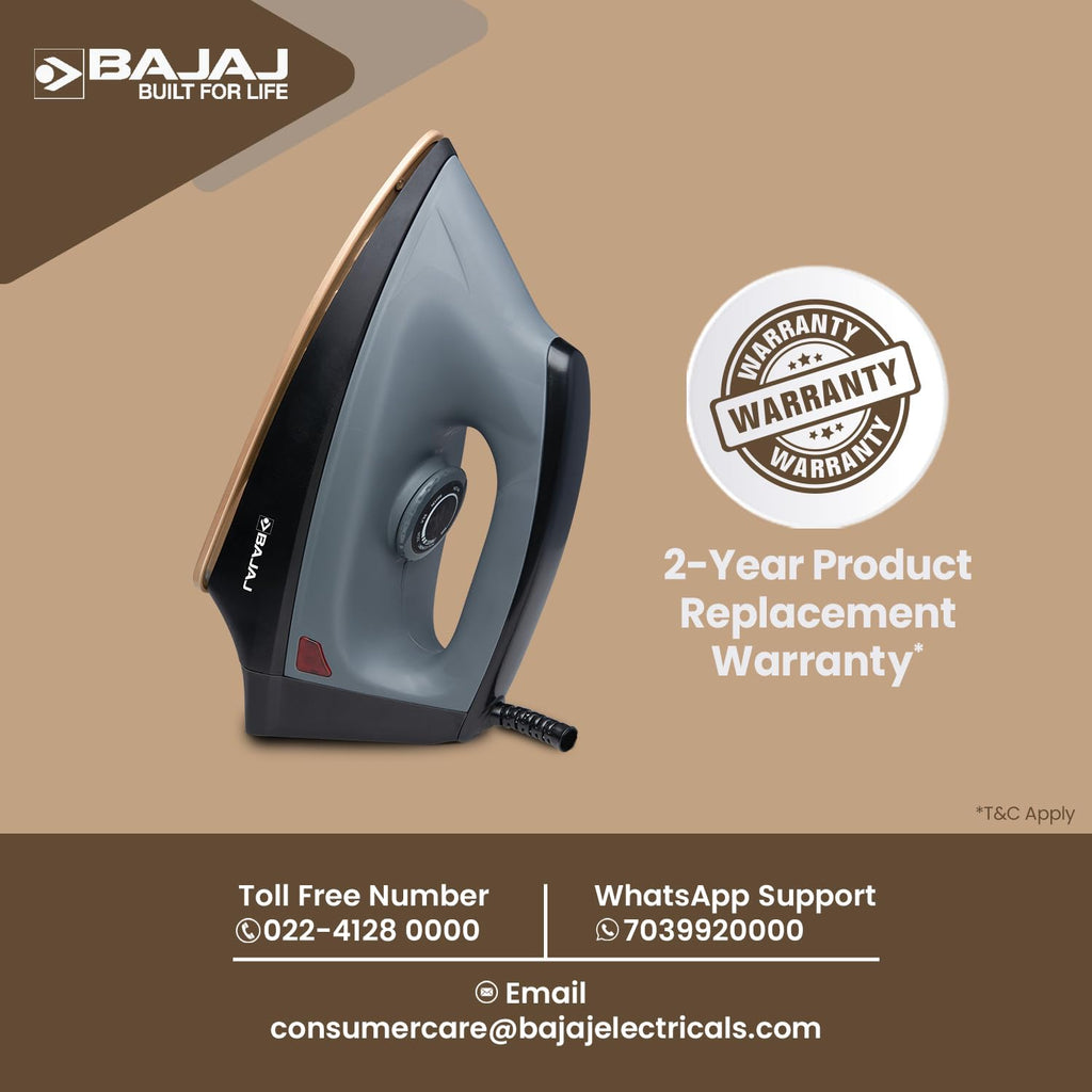 Bajaj Herculo 1100 Watts Dry Iron (Black & Grey)
