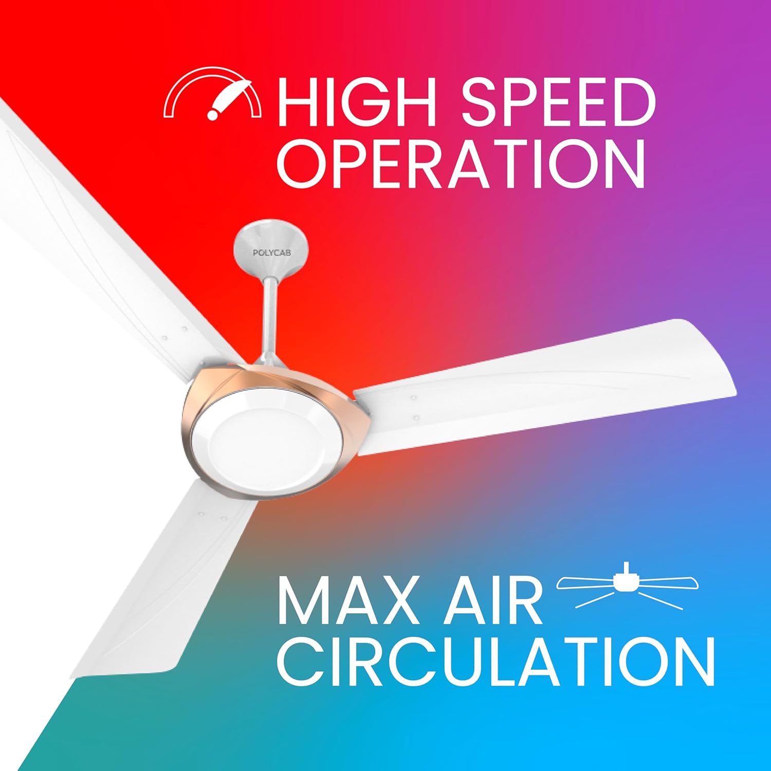 Polycab Superb Neo 1200 mm High Speed Ceiling Fan ?White Bronze Gold?