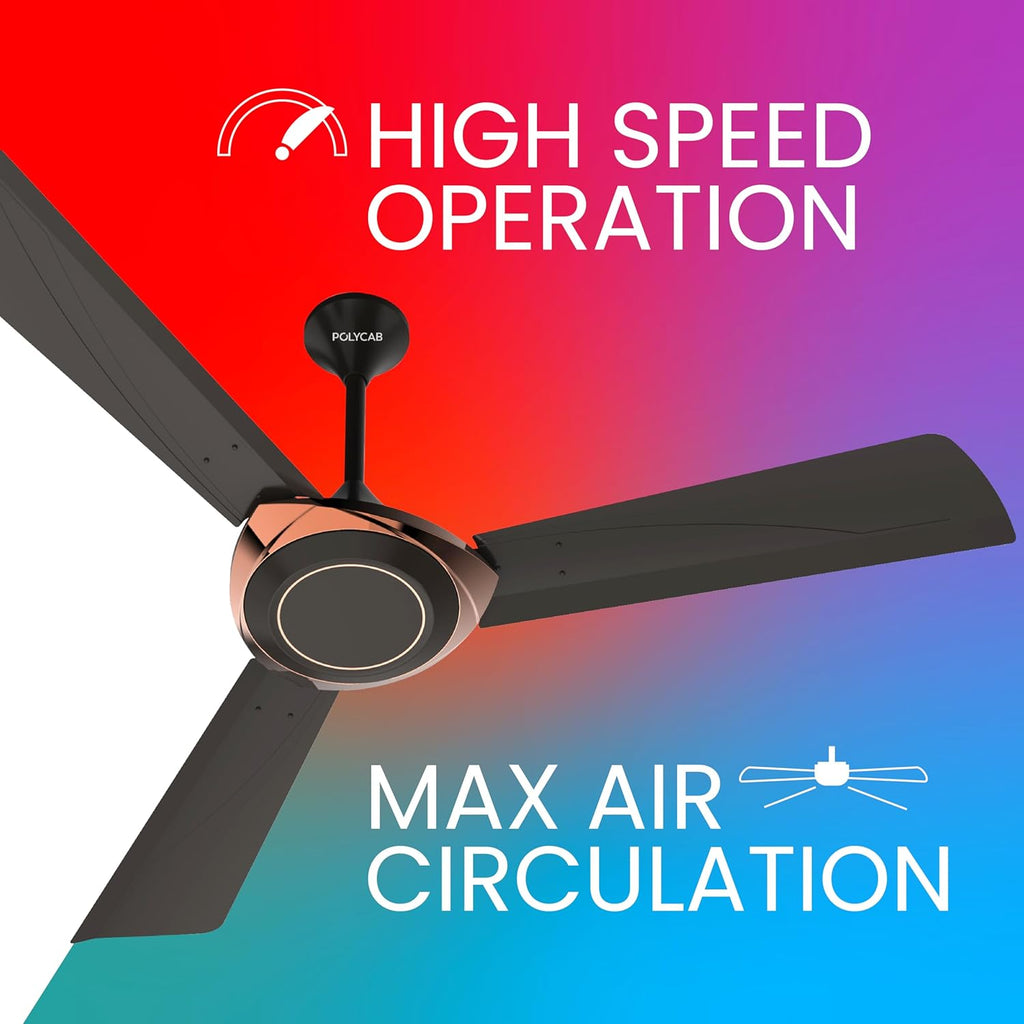 Polycab Superb Neo 1200 mm High Speed Ceiling Fan ?Jaco Bean Bronze Gold?