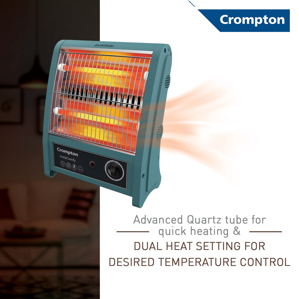 Crompton Insta Comfy 800 Watt Quartz Room Heater (Grey Blue)