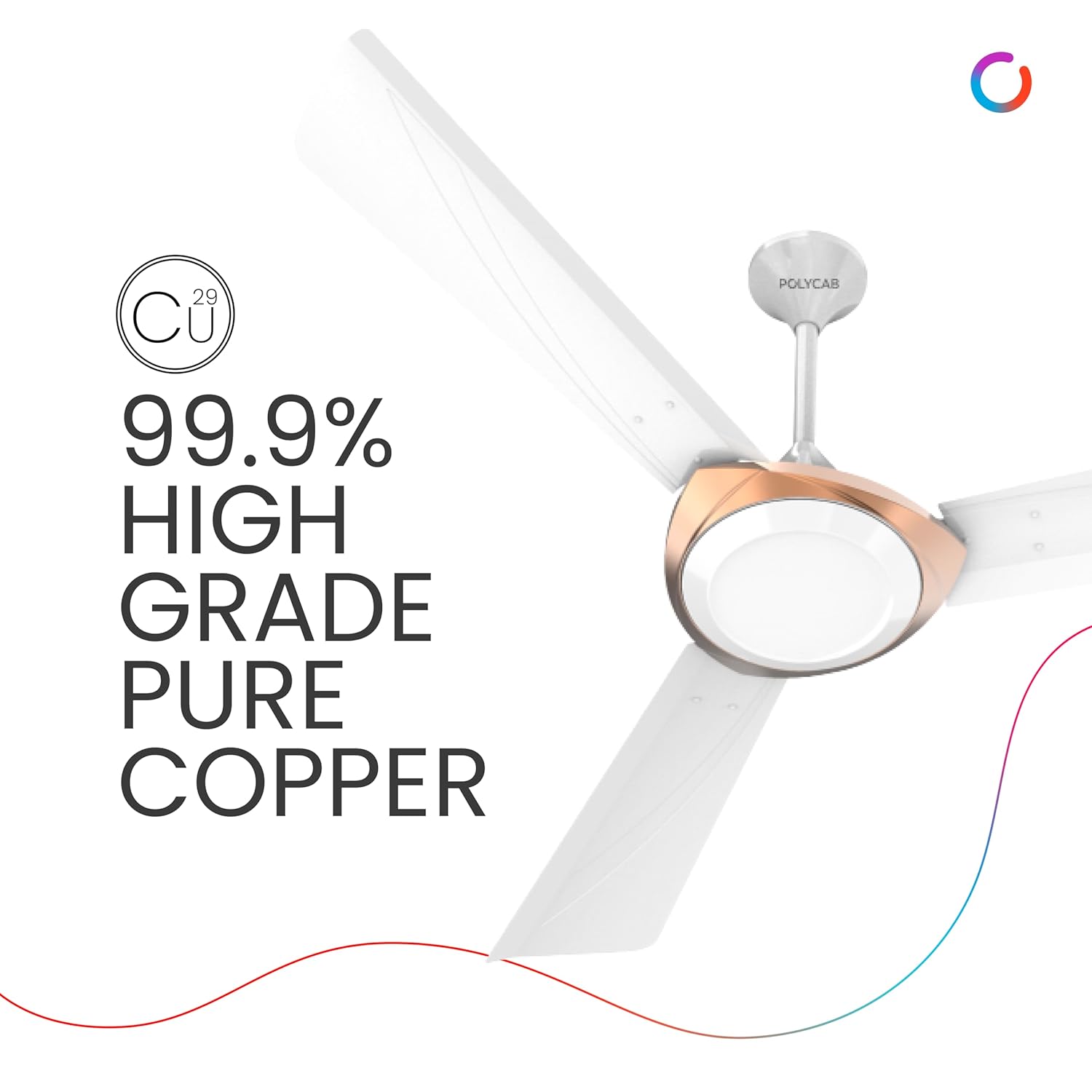 Polycab Superb Neo 1200 mm High Speed Ceiling Fan ?White Bronze Gold?