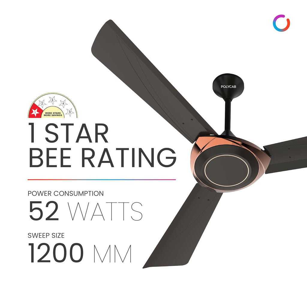 Polycab Superb Neo 1200 mm High Speed Ceiling Fan ?Jaco Bean Bronze Gold?