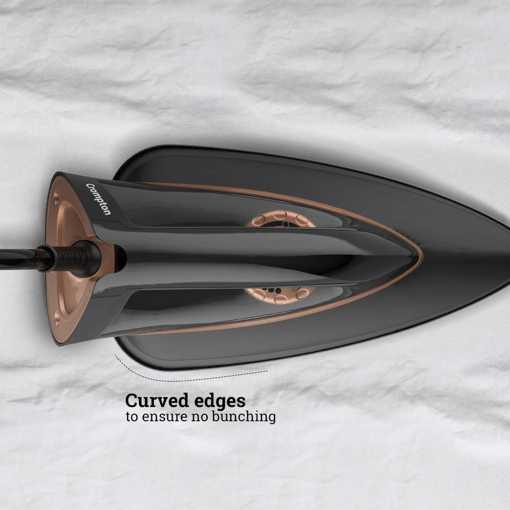 Crompton Dry iron has curved edges which ensures no bunching