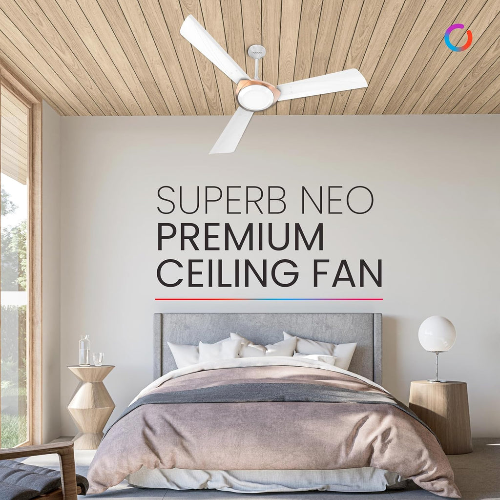 Polycab Superb Neo 1200 mm High Speed Ceiling Fan ?White Bronze Gold?