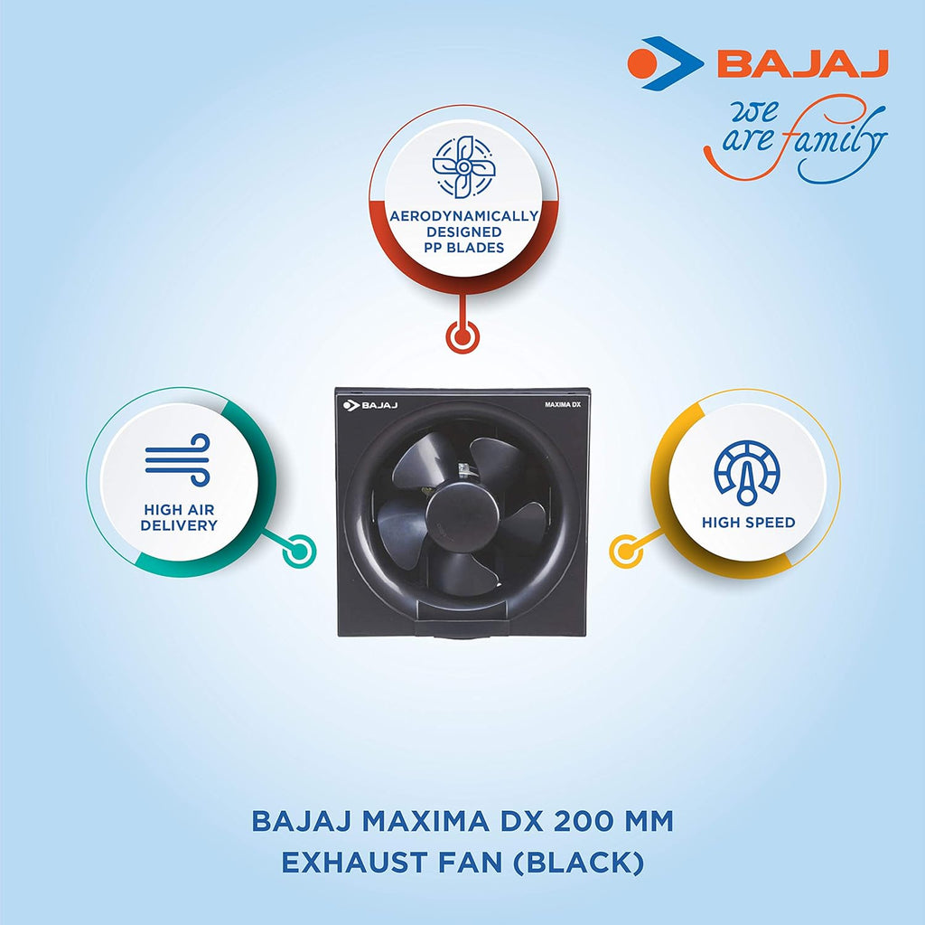 Bajaj Maxima DX 200mm Exhaust Fan (Black)