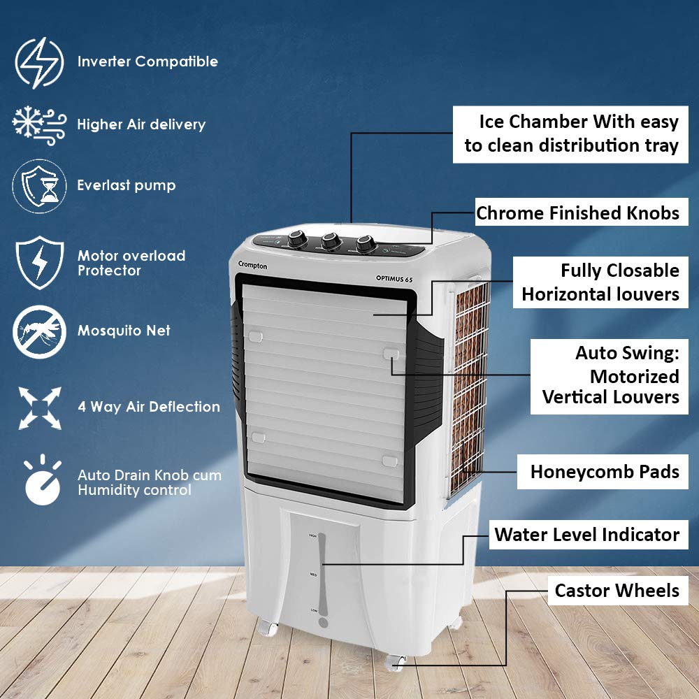 This Cooler can be inverter Compatiable , High Air Delivery , Everfast Pump and Motor Overload Protector 