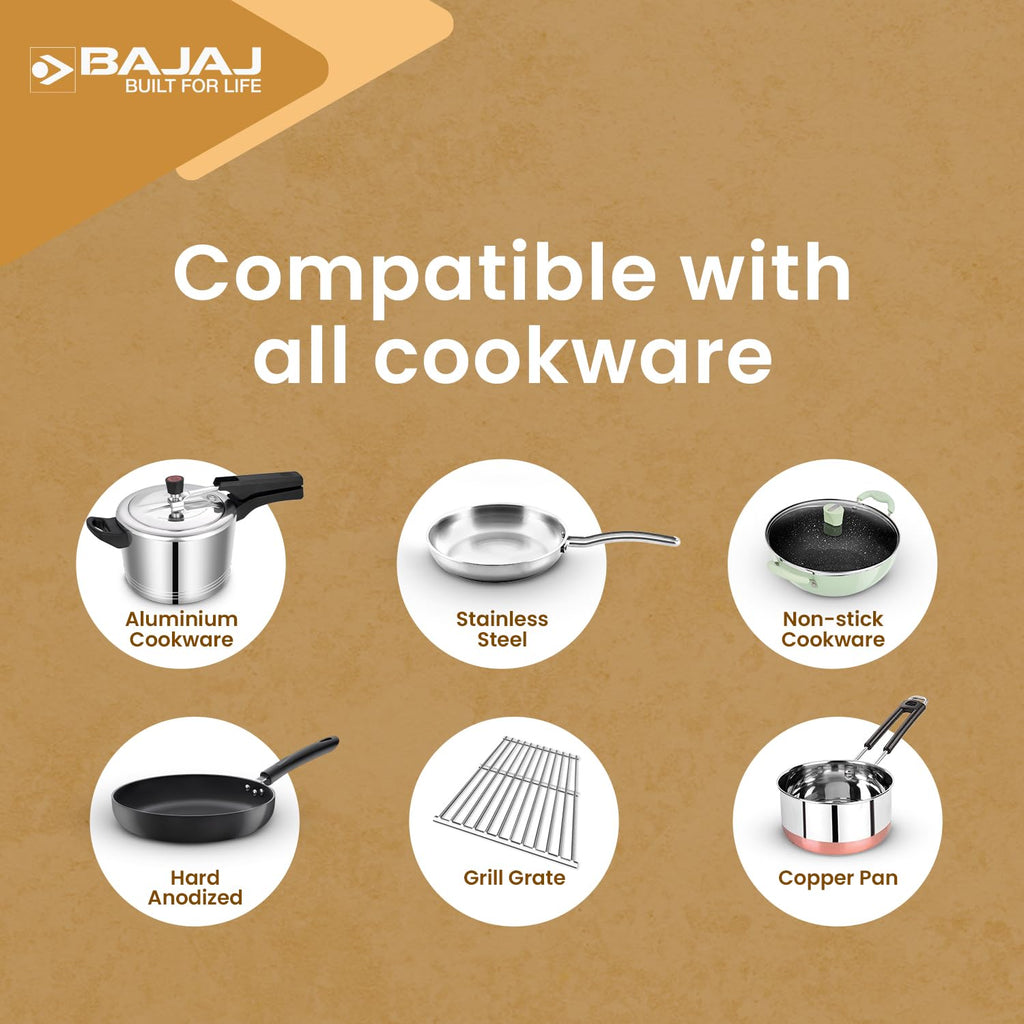 Bajaj IRX 220F Infrared Induction Cooktop | 2200 Watts | Black/Silver