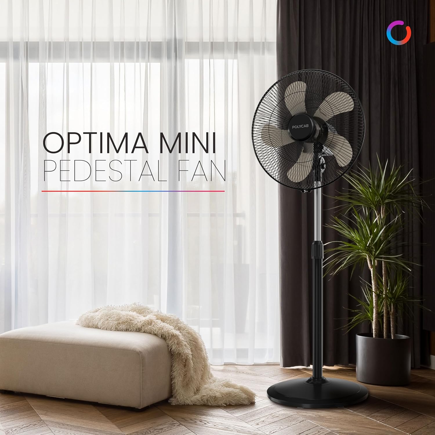 Polycab Optima Mini 400mm Oscillating Pedestal Fan ?Black?