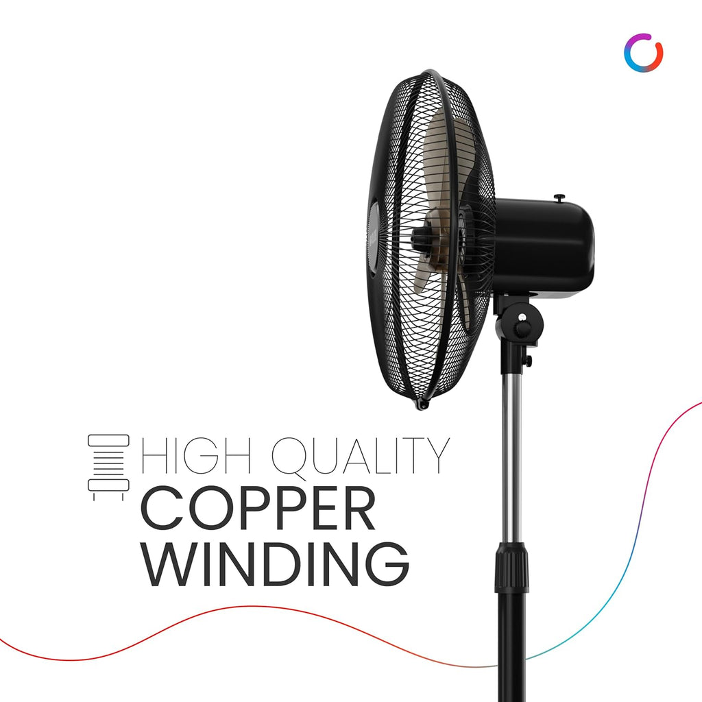 Polycab Optima Mini 400mm Oscillating Pedestal Fan ?Black?