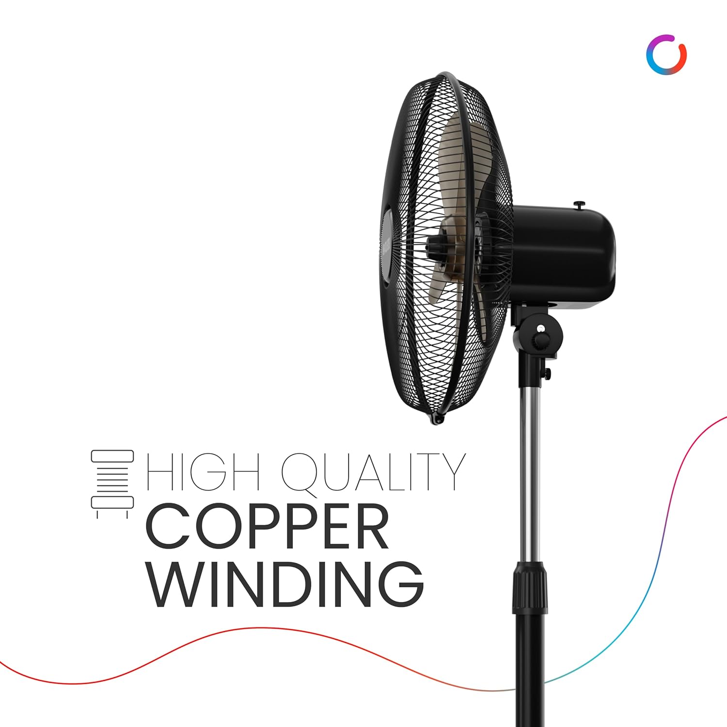 Polycab Optima Mini 400mm Oscillating Pedestal Fan ?Black?
