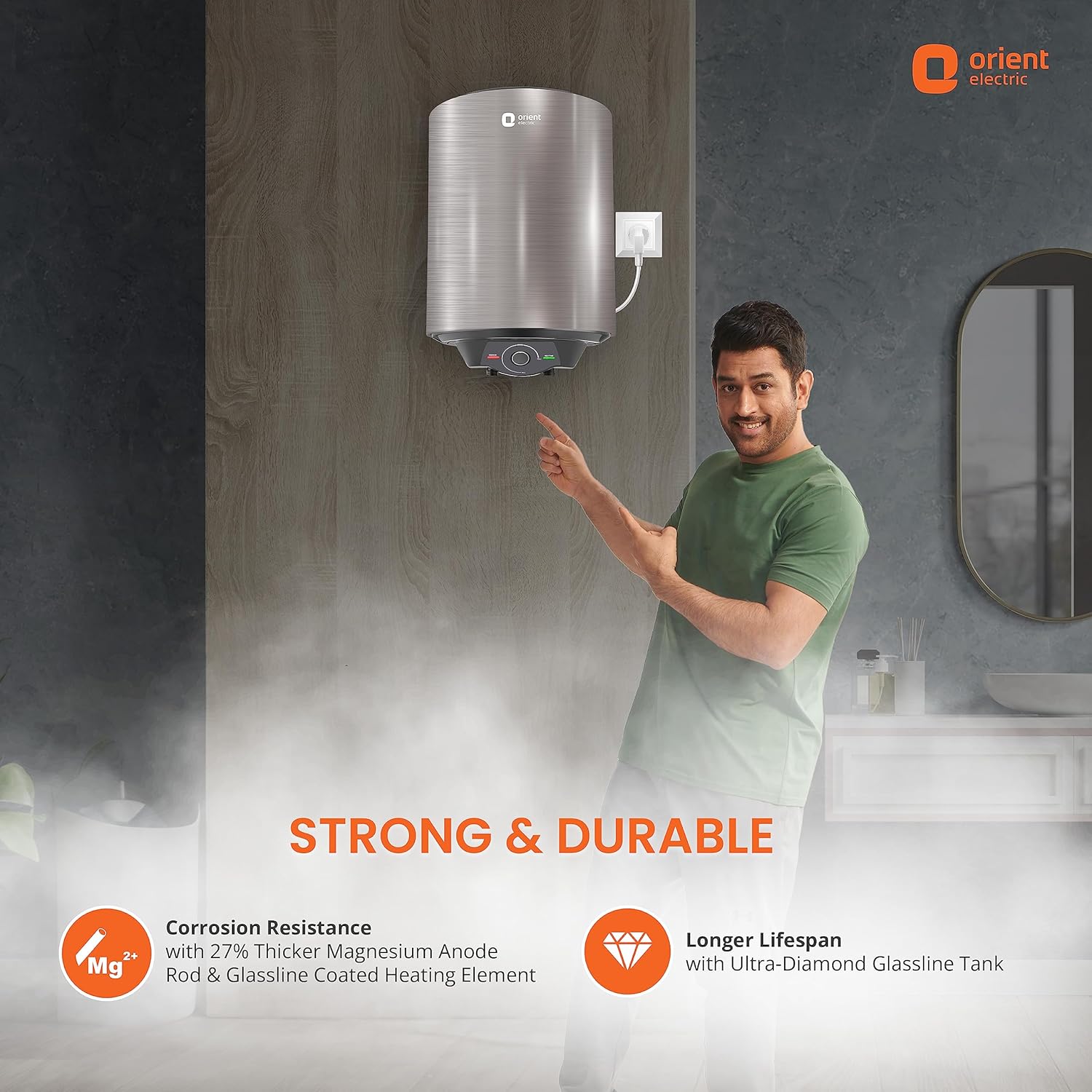 orient electric Evapro geyser has strong and durable fetaure with corrosion resistence ad Longer Lifespan.
