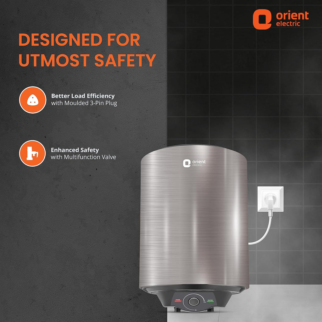 Orient Electric geyser is designed for utmost safety purpose use with multifunctional Valve .