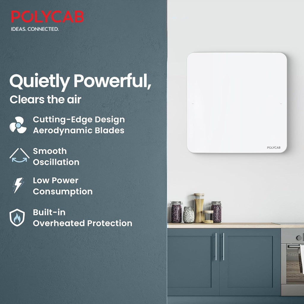 This exhaust fan has quietly powerful which clears the air which has a featurs likhe cutting -edge design , aerodynamuc blades , Low power consumption and a  Built in Overheated Protection 