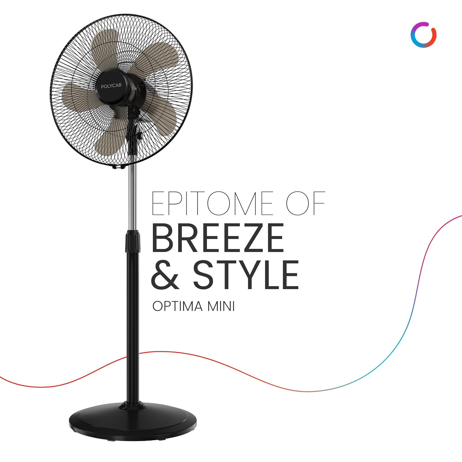 Polycab Optima Mini 400mm Oscillating Pedestal Fan ?Black?