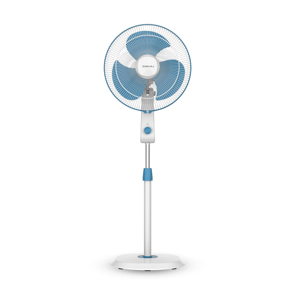 Bajaj Shield Series Robusto High Speed 400mm Pedestal Fan ?Blue & White?