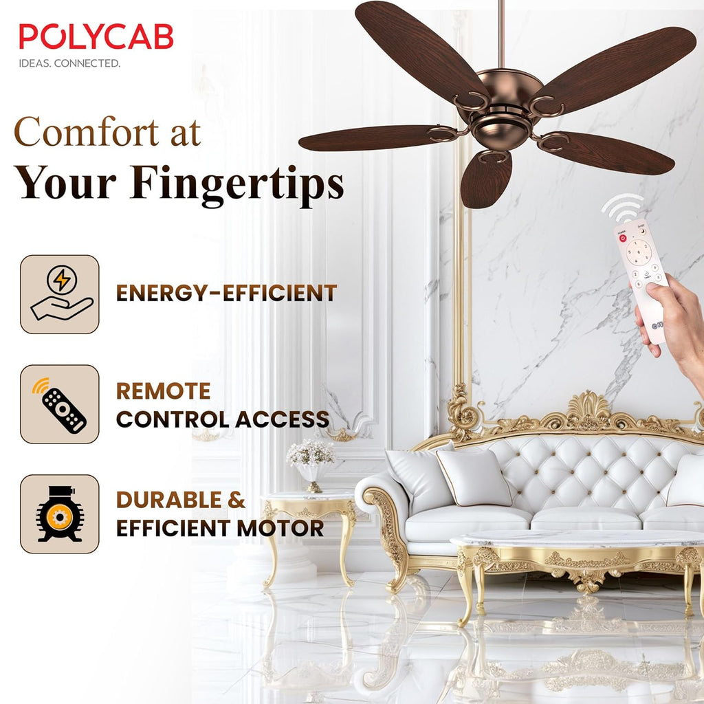 Polycab Superia SP04 BLDC 1200mm Premium Ceiling fan (Antique Copper Rosewood)