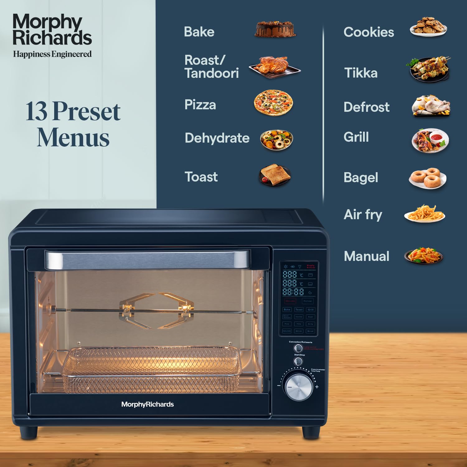 Morphy Richards 29 Litre Digital Oven Toaster Grill (OTG) with In-Built Air Fryer(Deep Blue)