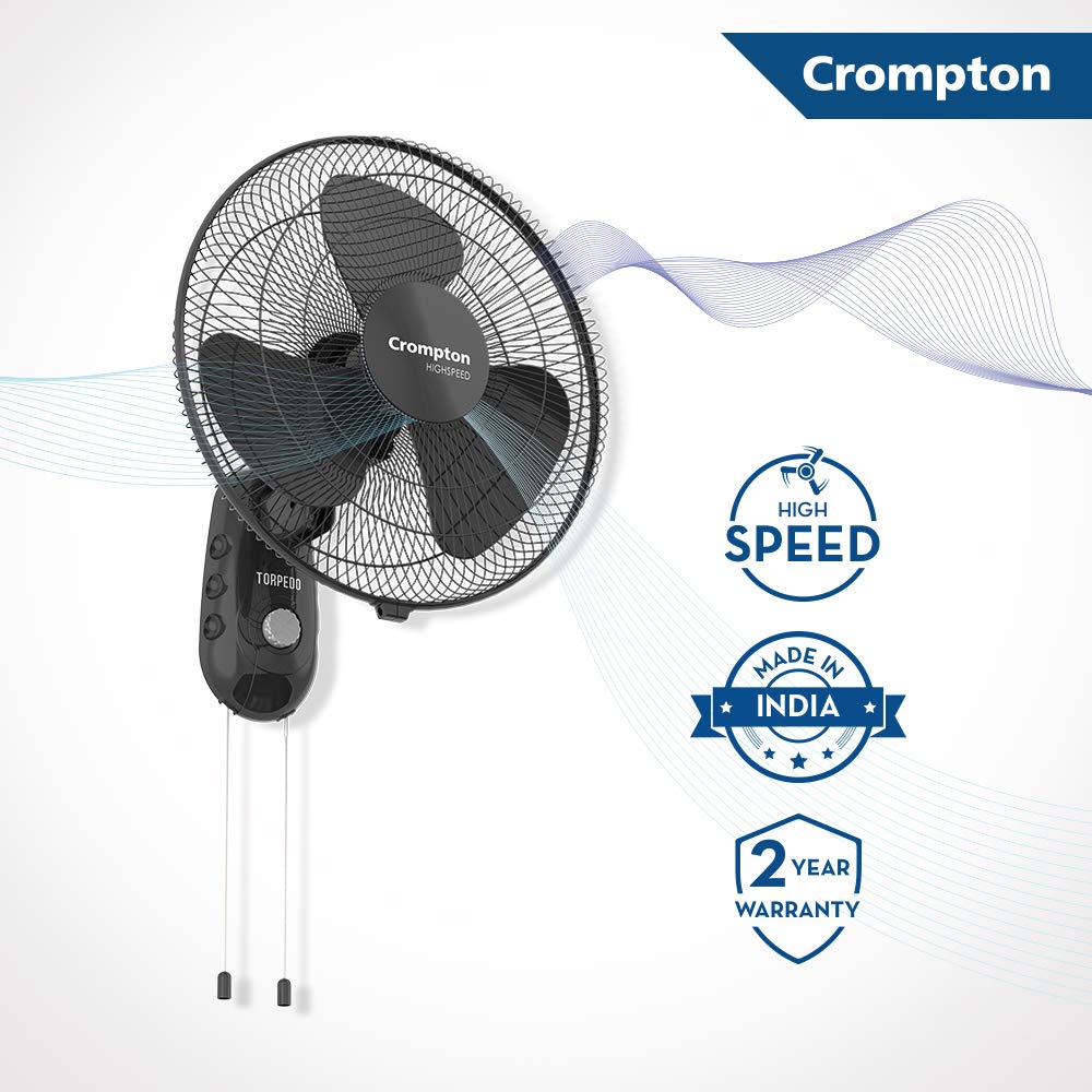 Crompton torpedo wall fan 400mm which has high speed with 2 years warranty