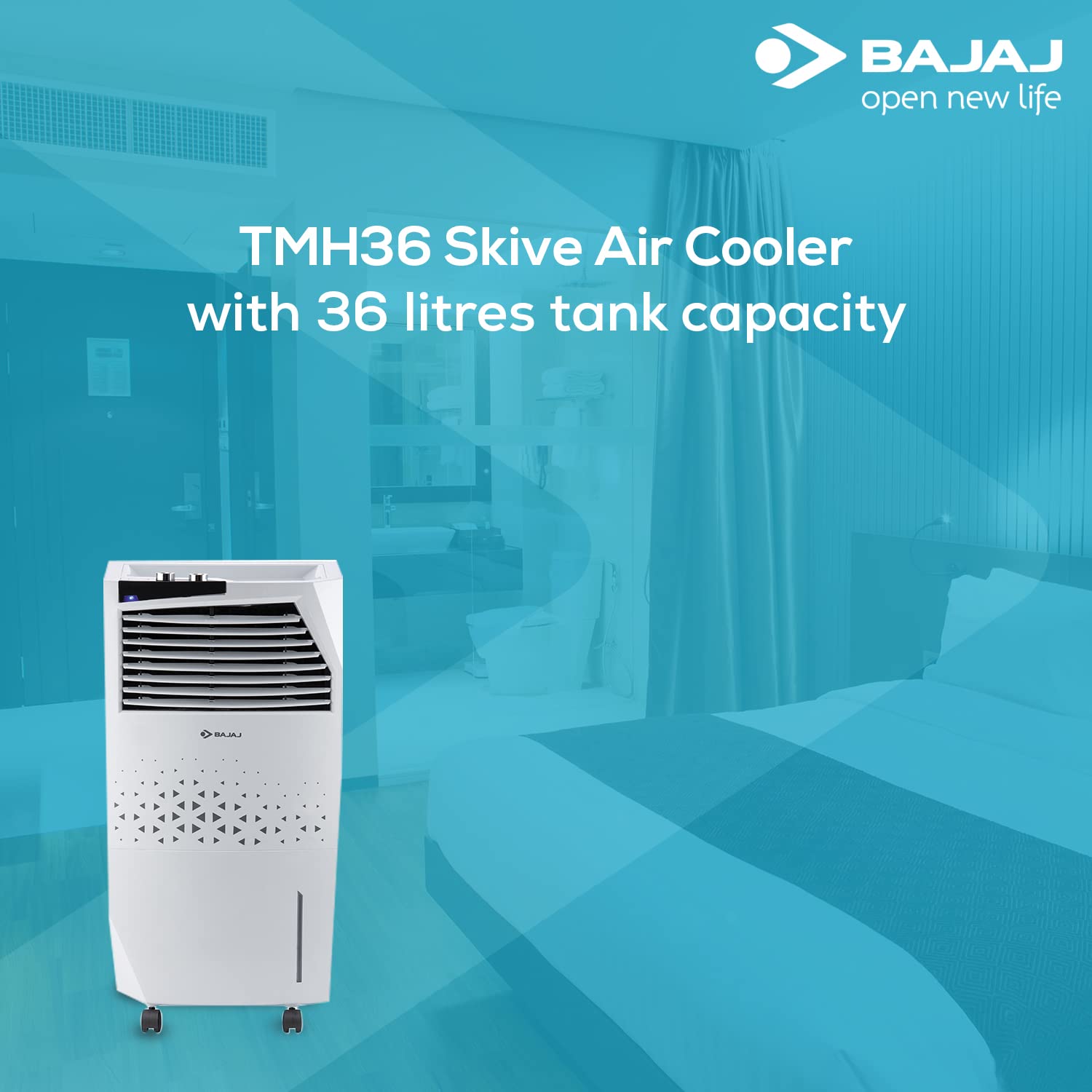 Bajaj Shield Series Skive Nios 36L Tower Air Cooler (White)