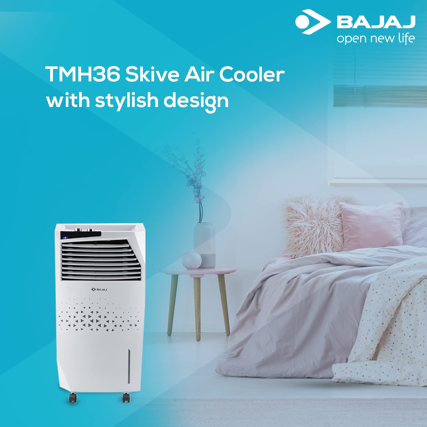 Bajaj Shield Series Skive Nios 36L Tower Air Cooler (White)