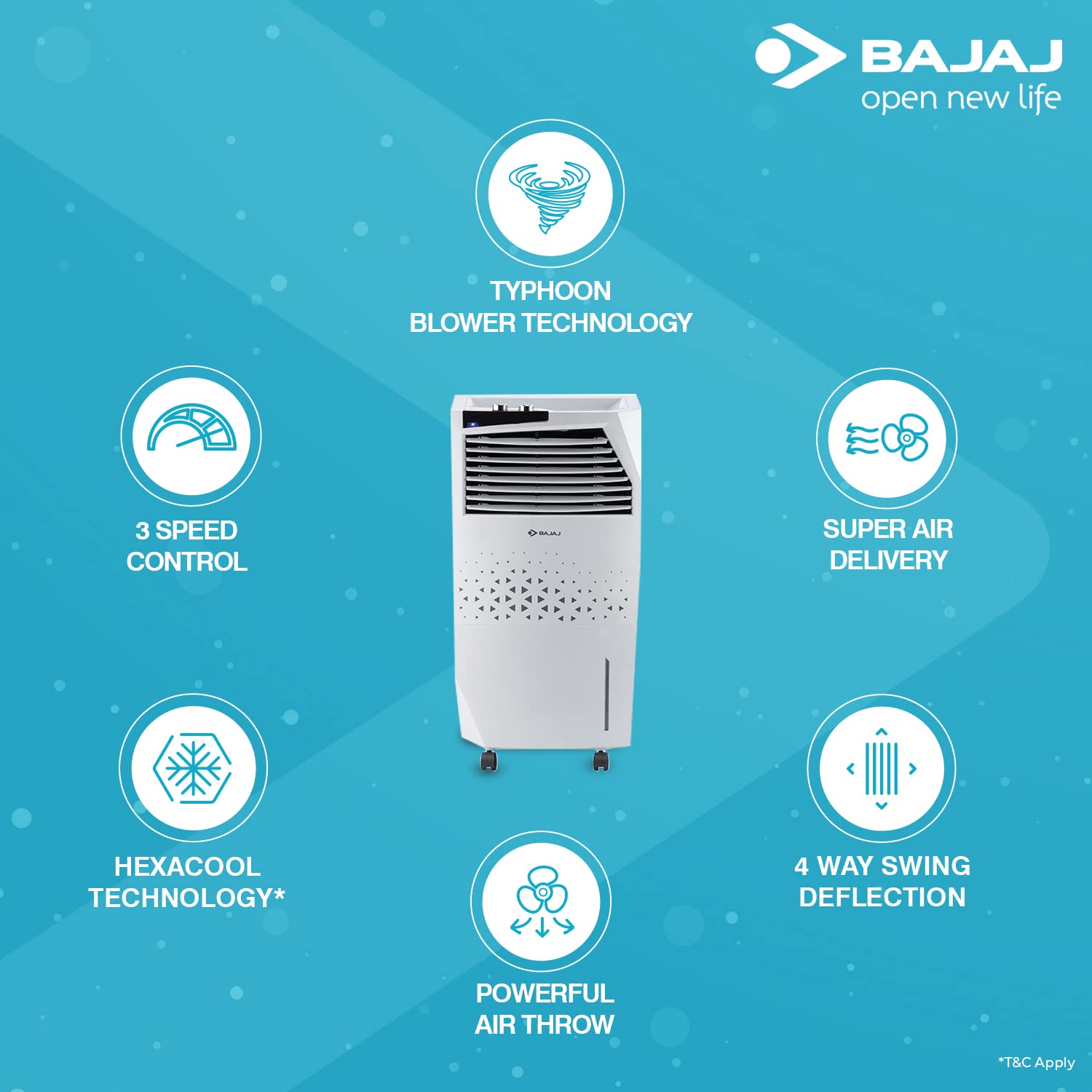 Bajaj Shield Series Skive Nios 36L Tower Air Cooler (White)