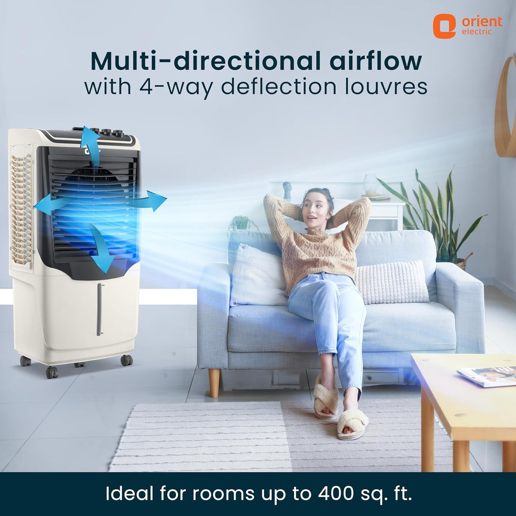 Orient Electric Avante 90 Litre Desert Air Cooler | Noiseless Air Cooler For Room | White & Grey