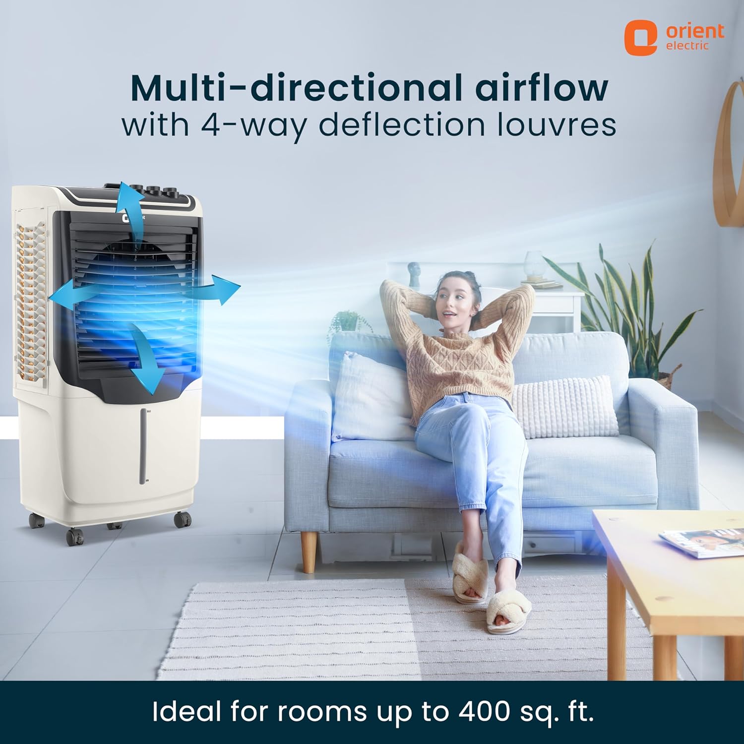 Orient Electric Avante 90 Litre Desert Air Cooler | Noiseless Air Cooler For Room | White & Grey