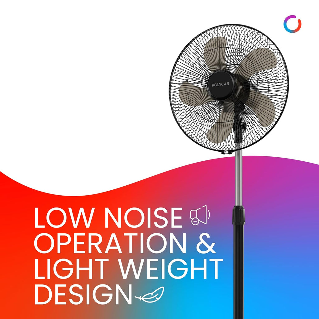 Polycab Optima Mini 400mm Oscillating Pedestal Fan ?Black?