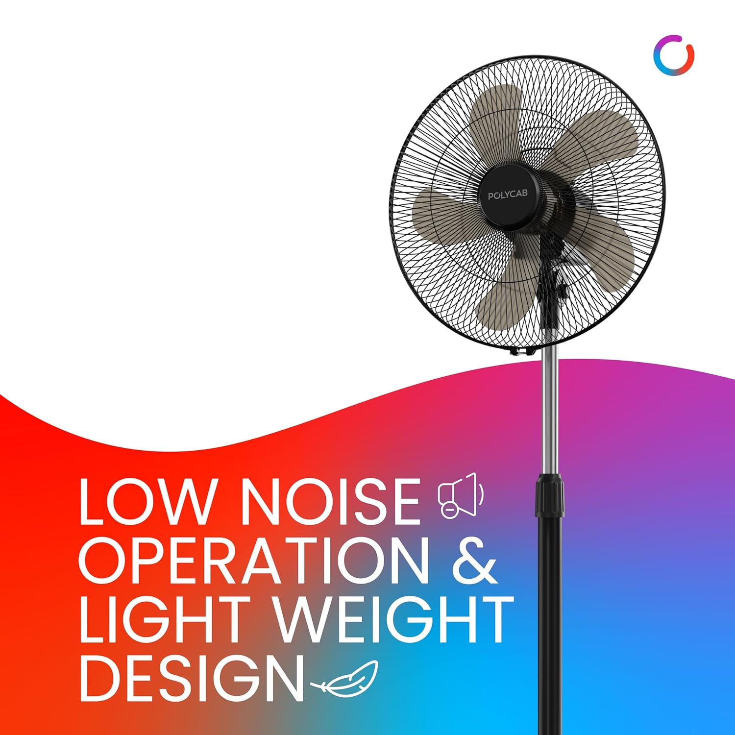 Polycab Optima Mini 400mm Oscillating Pedestal Fan ?Black?