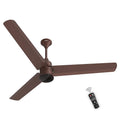 A Polycab Silencio Mini 900mm ceiling fan in Espresso Brown color with three blades and a remote control.