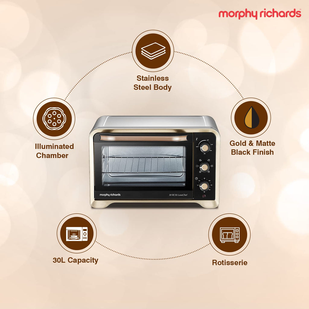 Morphy Richards 30 RCSS Luxechef Oven Toaster Griller OTG (Gold, 30 L)