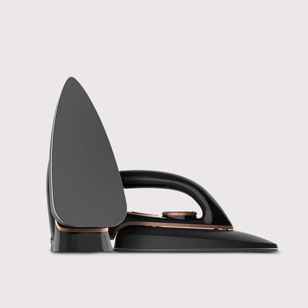 A black dry iron with slim structure