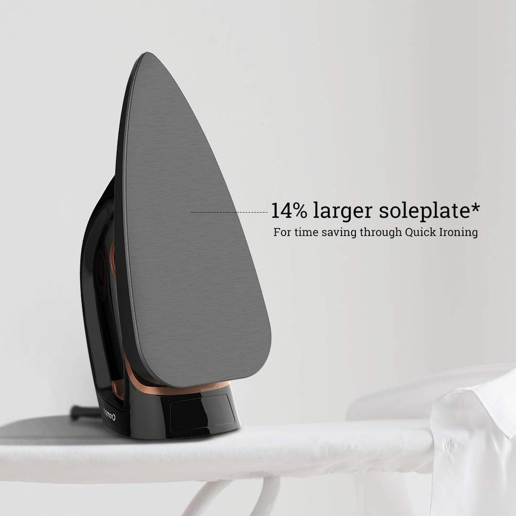 A crompton dry iron has 14% larger soleplate