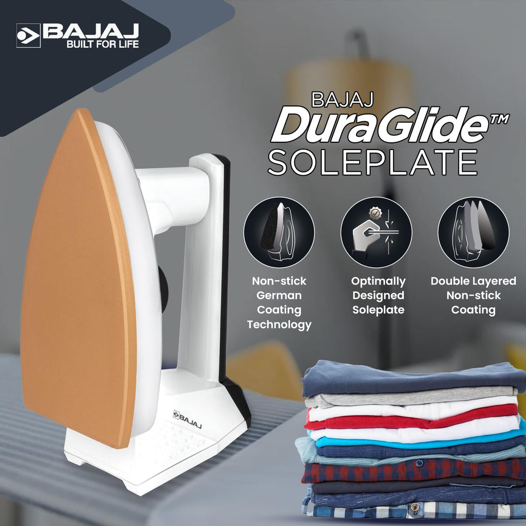 Bajaj Dx16 1100W Heavy Weight Dry Iron (White & Black)