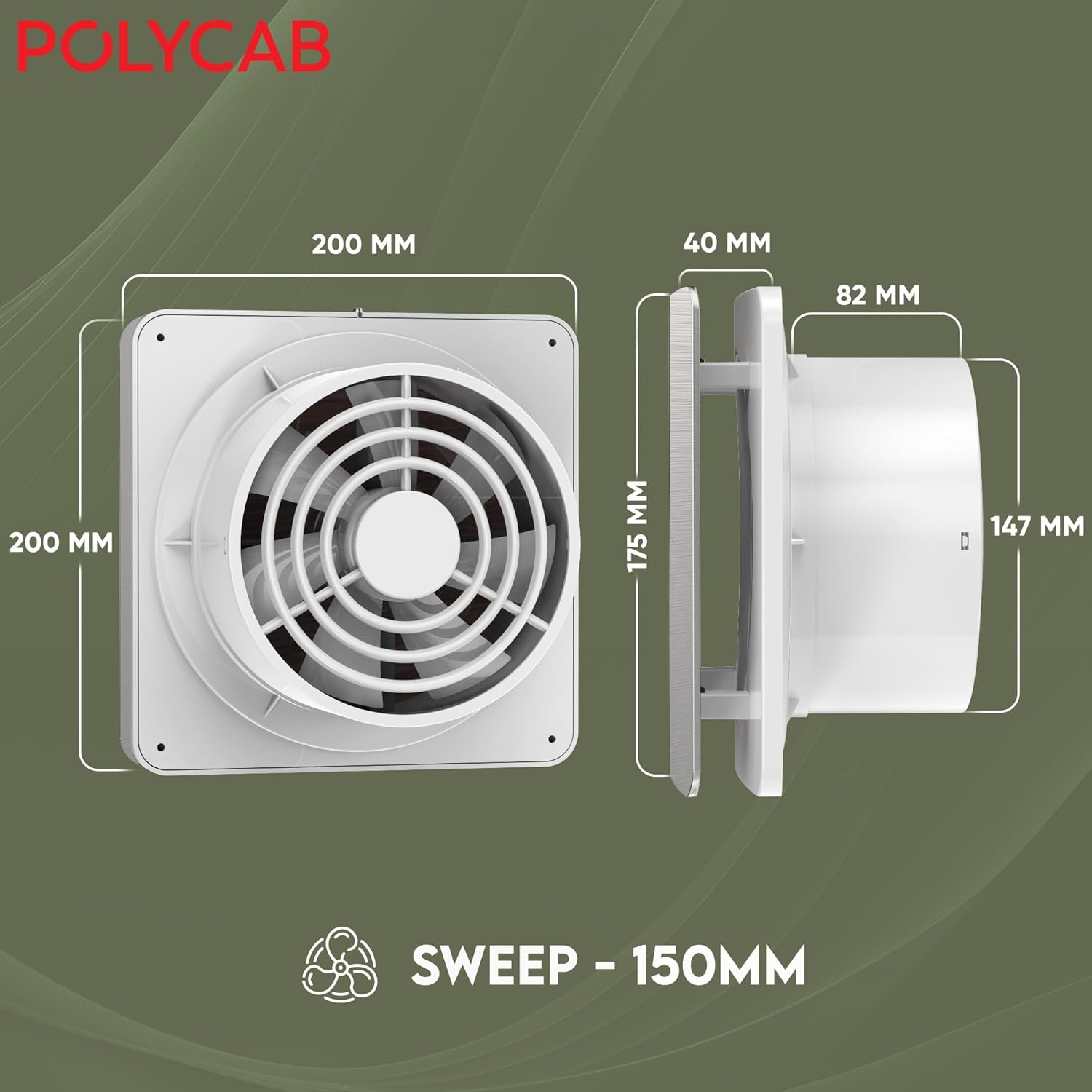 This Polycab Freshly Prime exhaust fans has swwp size 150mm perfect for your kitchen .