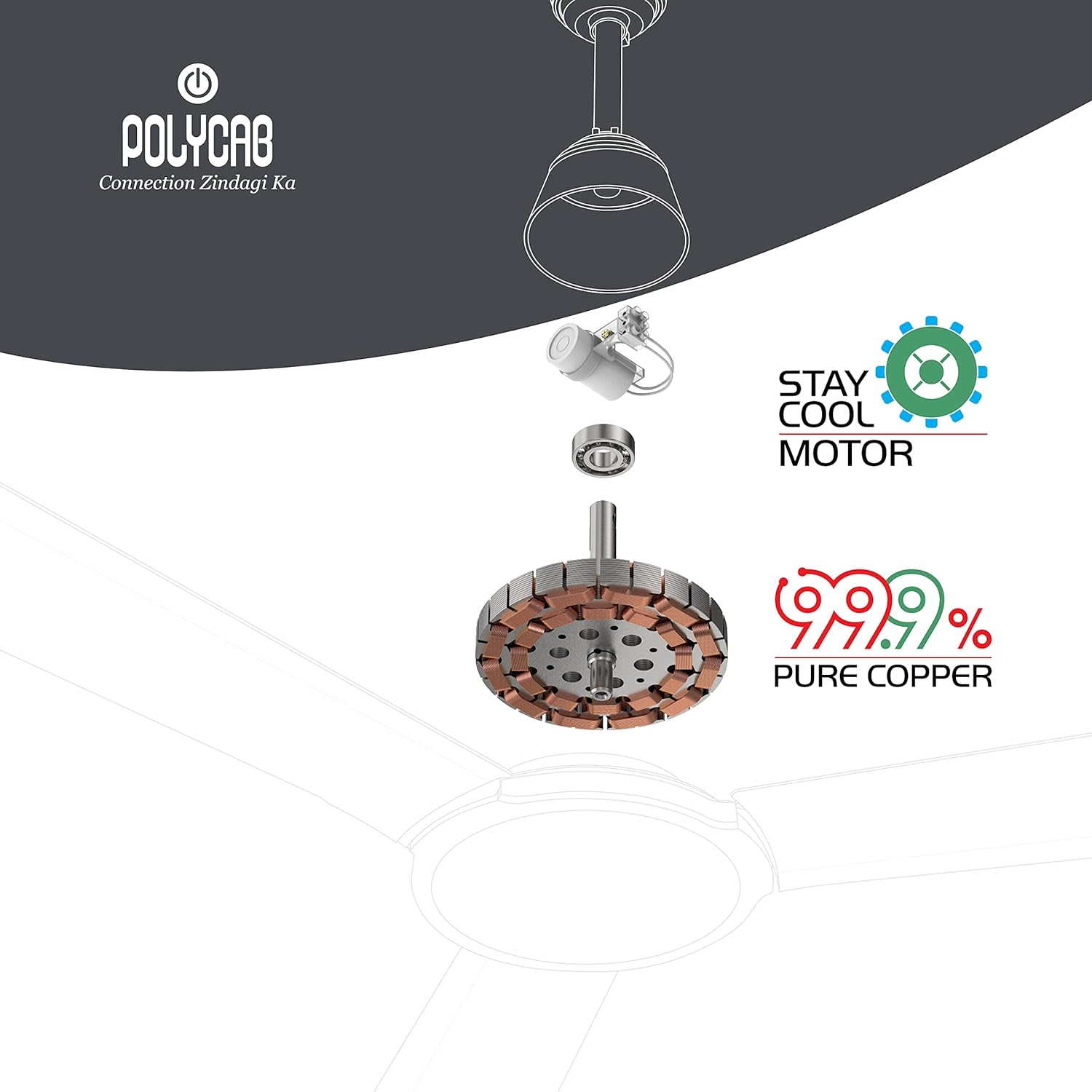 Polycab Nippy 1200mm High Speed Ceiling Fan (Matt Brown)