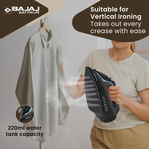 Bajaj MX 45 2000W Aluminium Soleplate Steam Iron (Black & Grey)