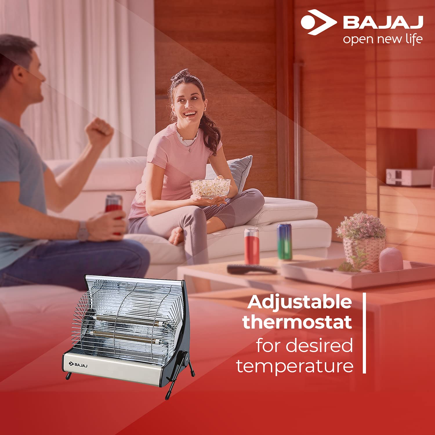 Bajaj Deluxe 2000 Watts ISI Approved Halogen Room Heater