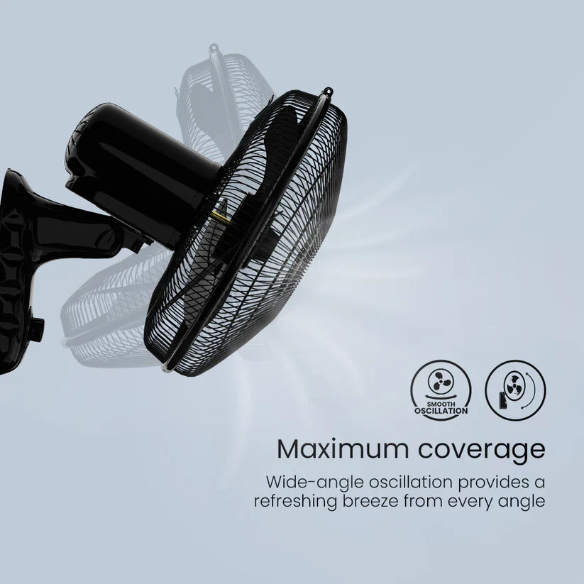 Crompton Torpedo wall fan has maximum coverage with wide angle oscillation which provides a refreshing breeze from every angle