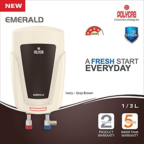 Polycab Emerald 3Ltr Electric Instant Water Heater (Ivory Grey Brown)
