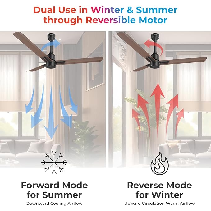 Ceiling fan has Dual USe in winter and Summer through Reversible Motor